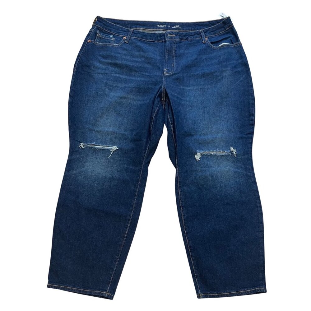 Old Navy Curvy O.G. Straight Jeans Women's Plus Size 22 High Rise Distressed NEW